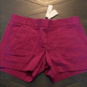 NWT J Crew 4” chino shorts size 6 raspberry